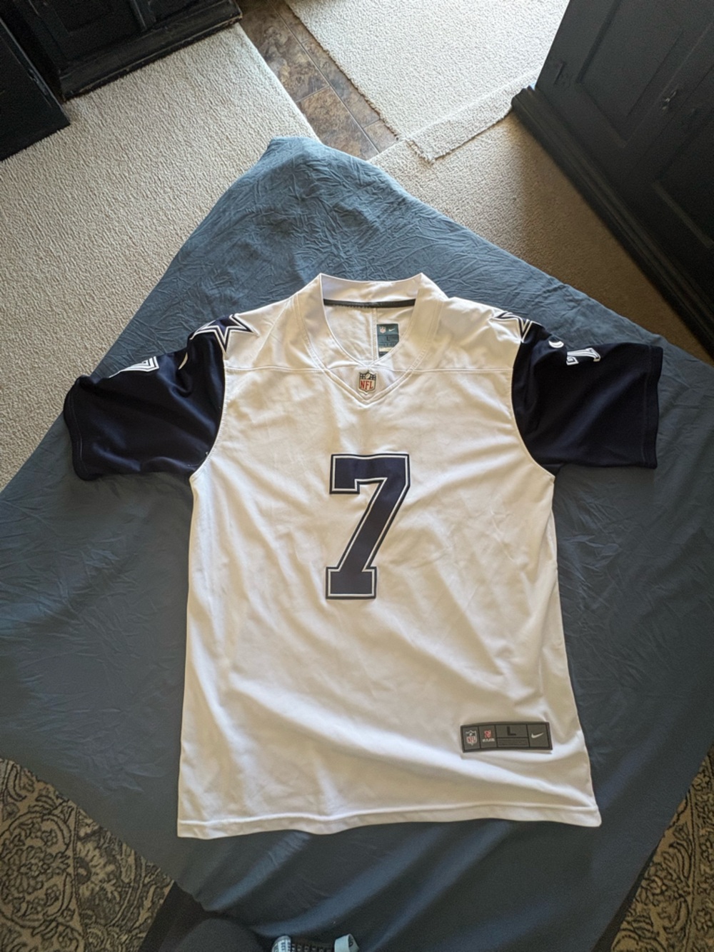 NFL White and Teal #1 Nike On-Field Jersey Tag